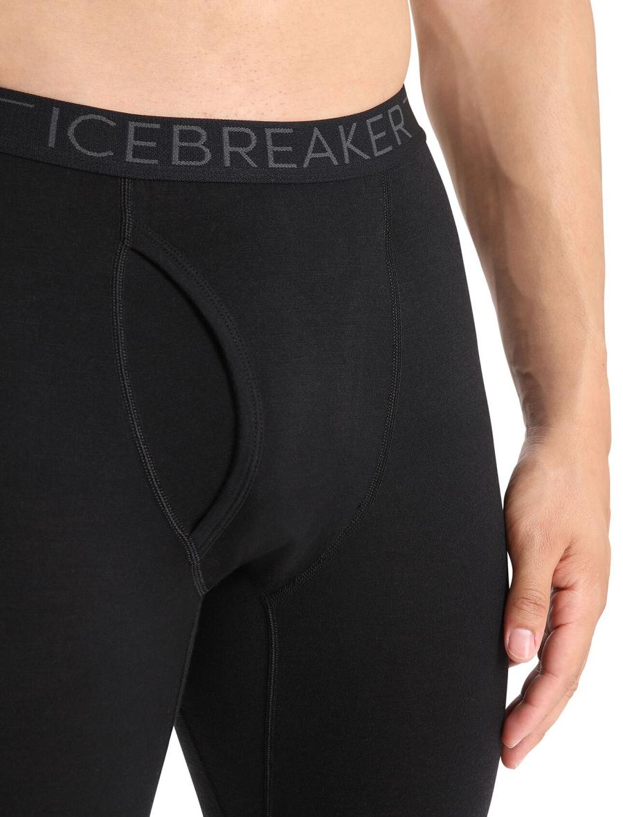 Leggings Icebreaker Merino 200 Oasis with Fly Homme Noir | FR 1134MQZA